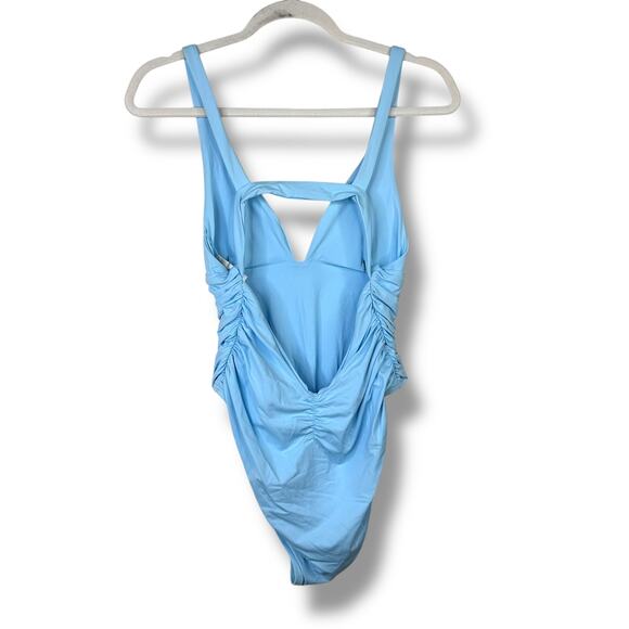 L Space NWT Sydney Sky Blue Plunging Cutout Back One-Piece Swimsuit Size 12 - Picture 5 of 10